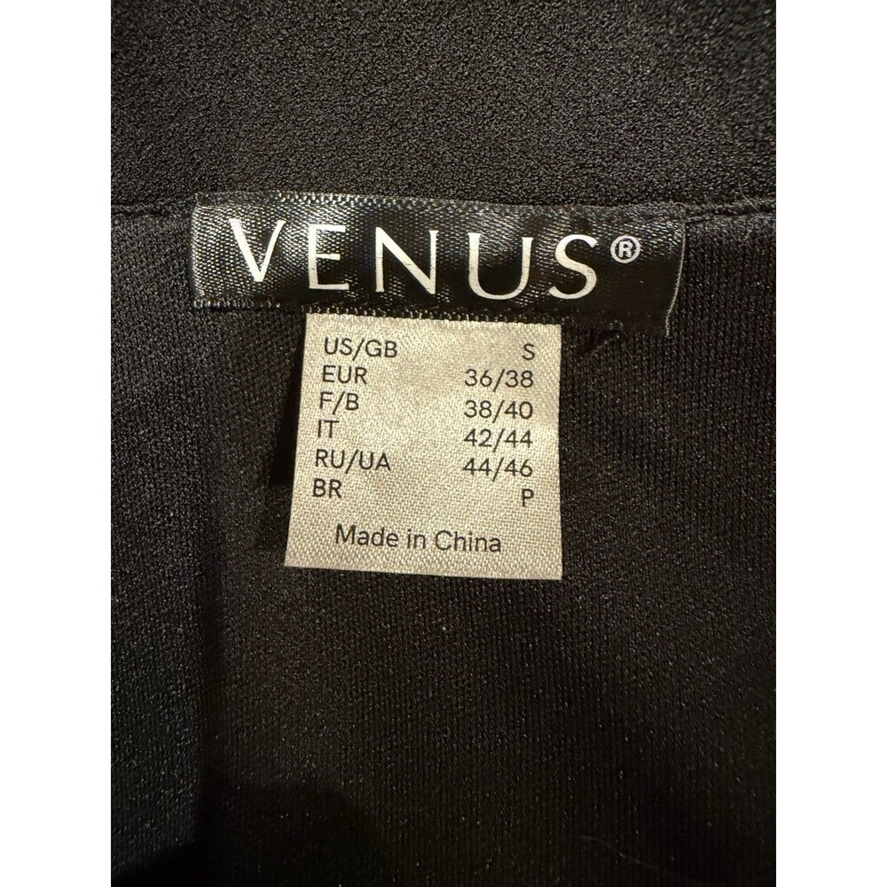 Venus black sequined tuxedo-style peplum top with a satin shawl collar Small - Picture 5 of 7